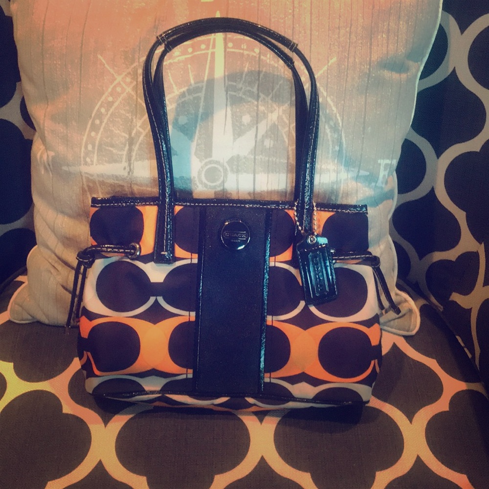 Orange, White, and Blue Coach Purse